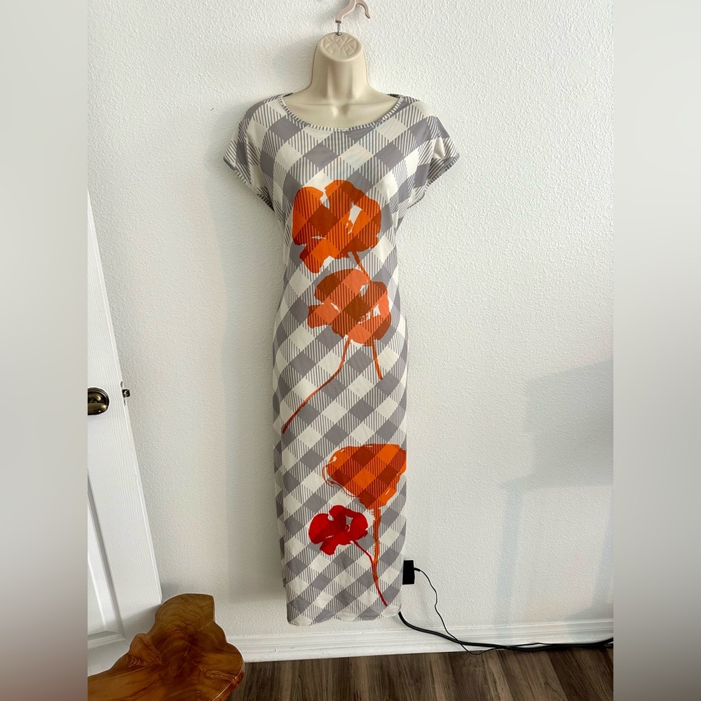 Find Me Now NWT XL / XXL Poppy Checkered Mesh Midi‎ Dress Stretch Cap Sleeve